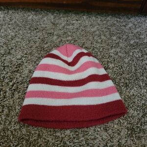 Striped Kids Beanie - Red, Pink, and White
